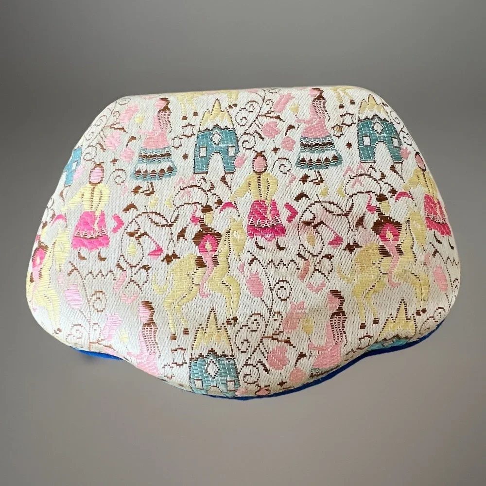 Vintage Asian Design Fan Shaped Jewelry Box Village Flowers Fashioned by Dixelle